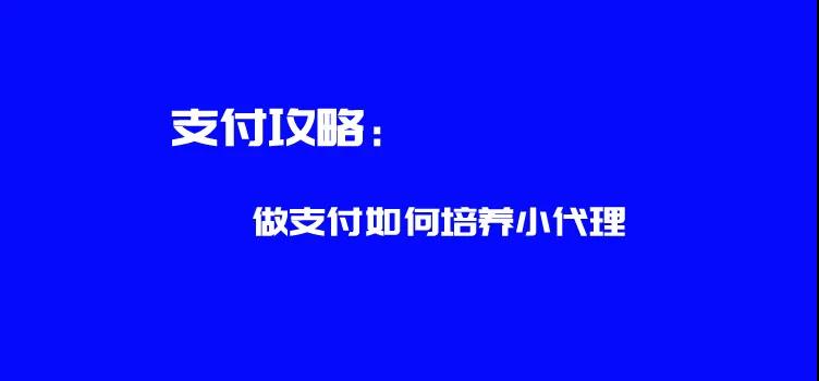 做支付如何培养小代理？